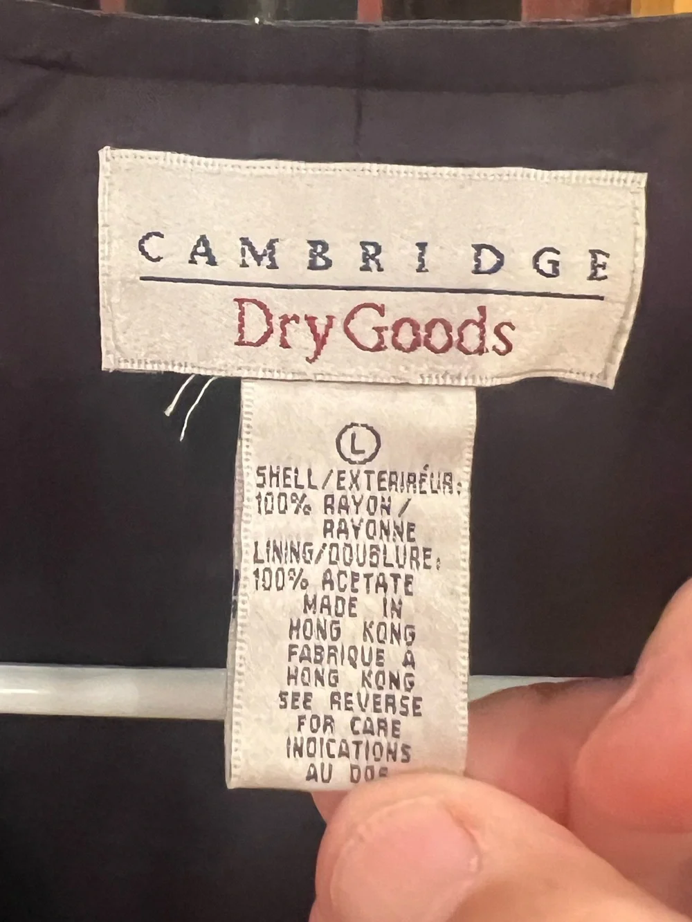 Cambridge Dry Goods Navy Lined Jacket with White Label
